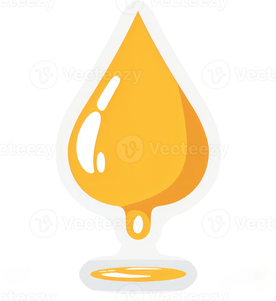 A stylized illustration of a dripping drop of golden liquid. png