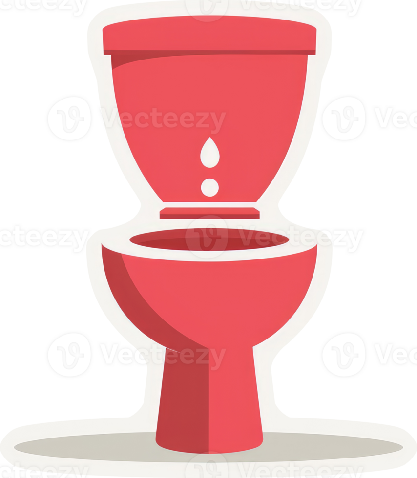 A simple illustration of a red flushing toilet. png