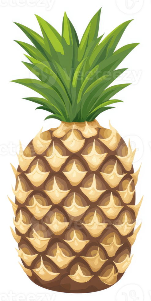 A colorful illustration of a pineapple with vibrant green leaves. png