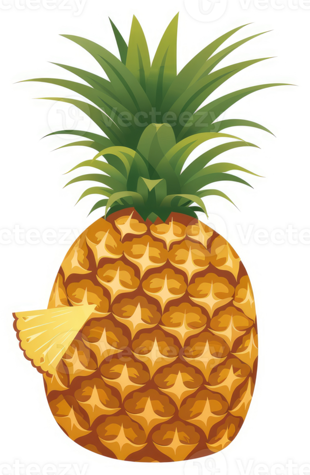A vibrant illustration of a pineapple with intricate details. png