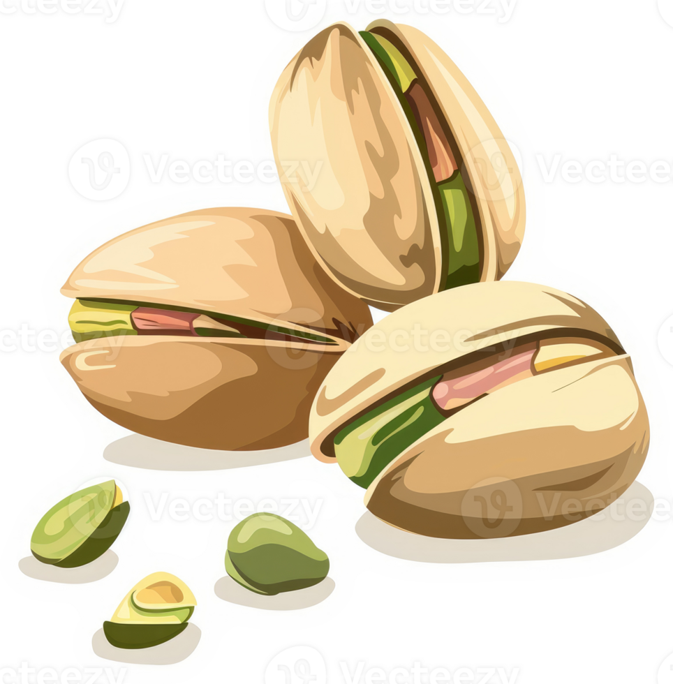 Close-up view of pistachio nuts in their shells. png
