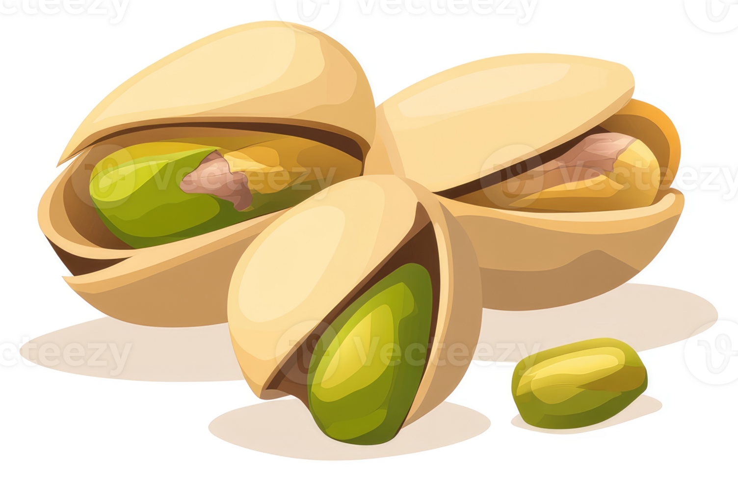 Close-up illustration of pistachios in shells. png