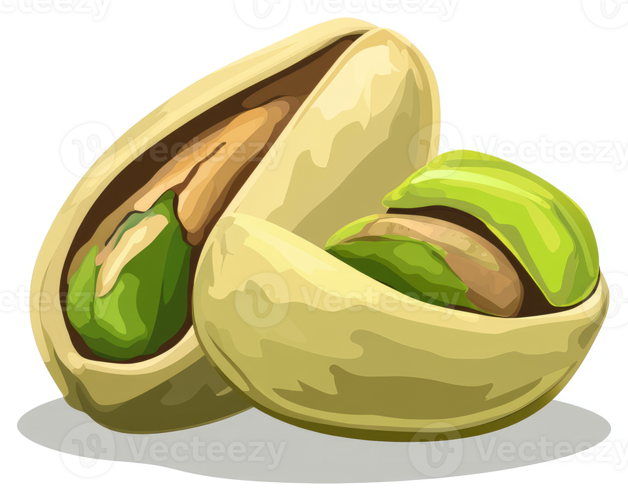 Two pistachio nuts in their shells, a close-up view. png