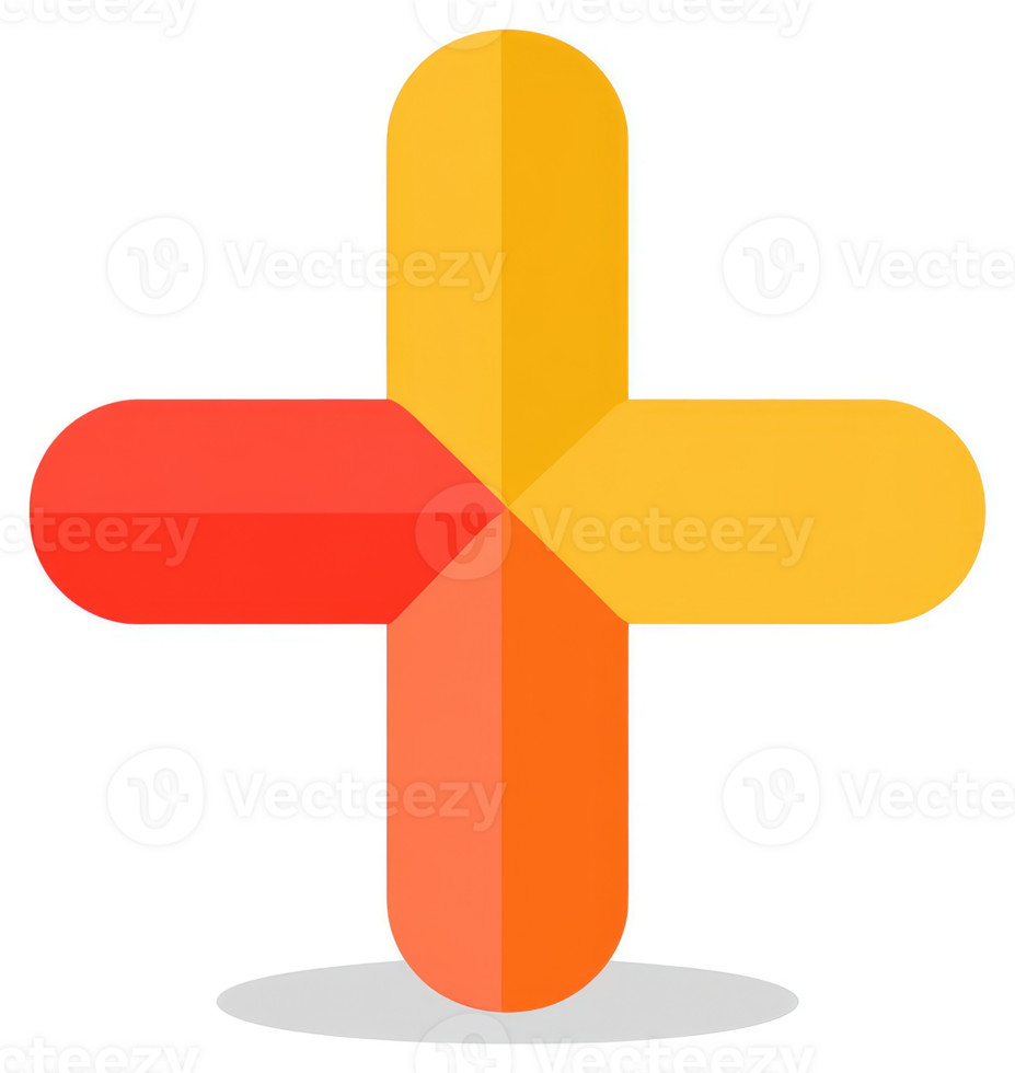 A colorful plus sign design with a gradient effect. png