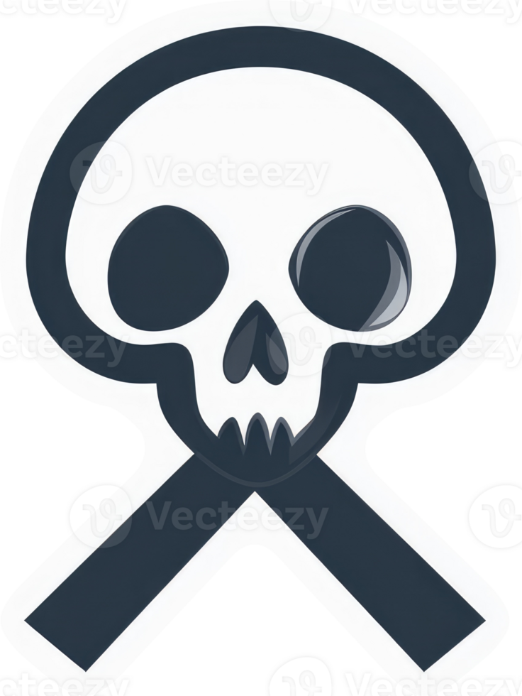 A stylized skull graphic with crossed bones. png