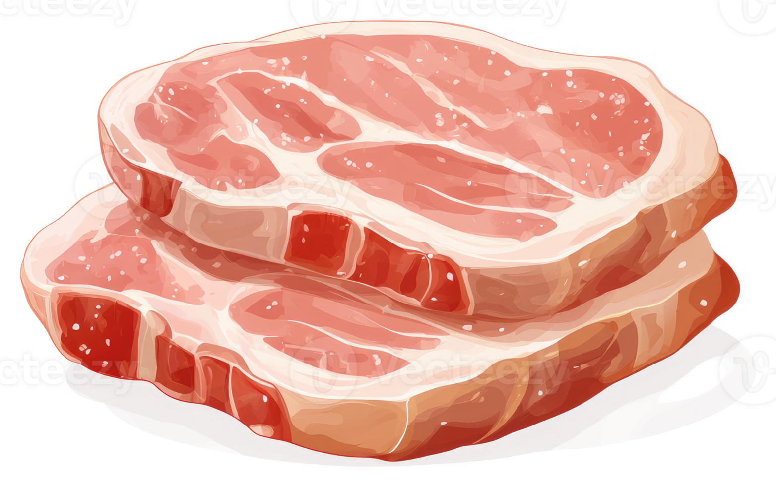 Two slices of fresh, raw pork loin. png