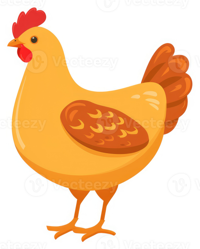 A cartoon illustration of a plump, orange hen. png