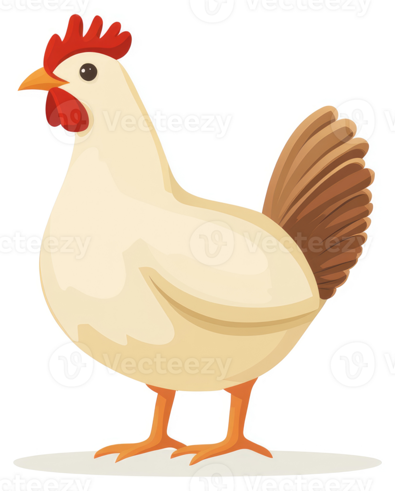 A cartoon illustration of a light beige chicken. png