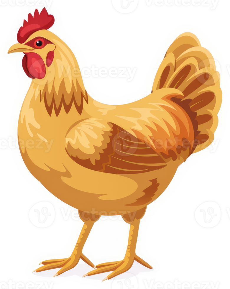 A vibrant illustration of a plump, golden chicken. png