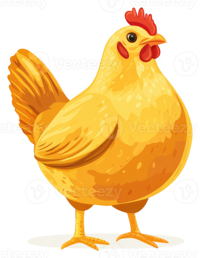 A vibrant illustration of a plump, yellow hen. png