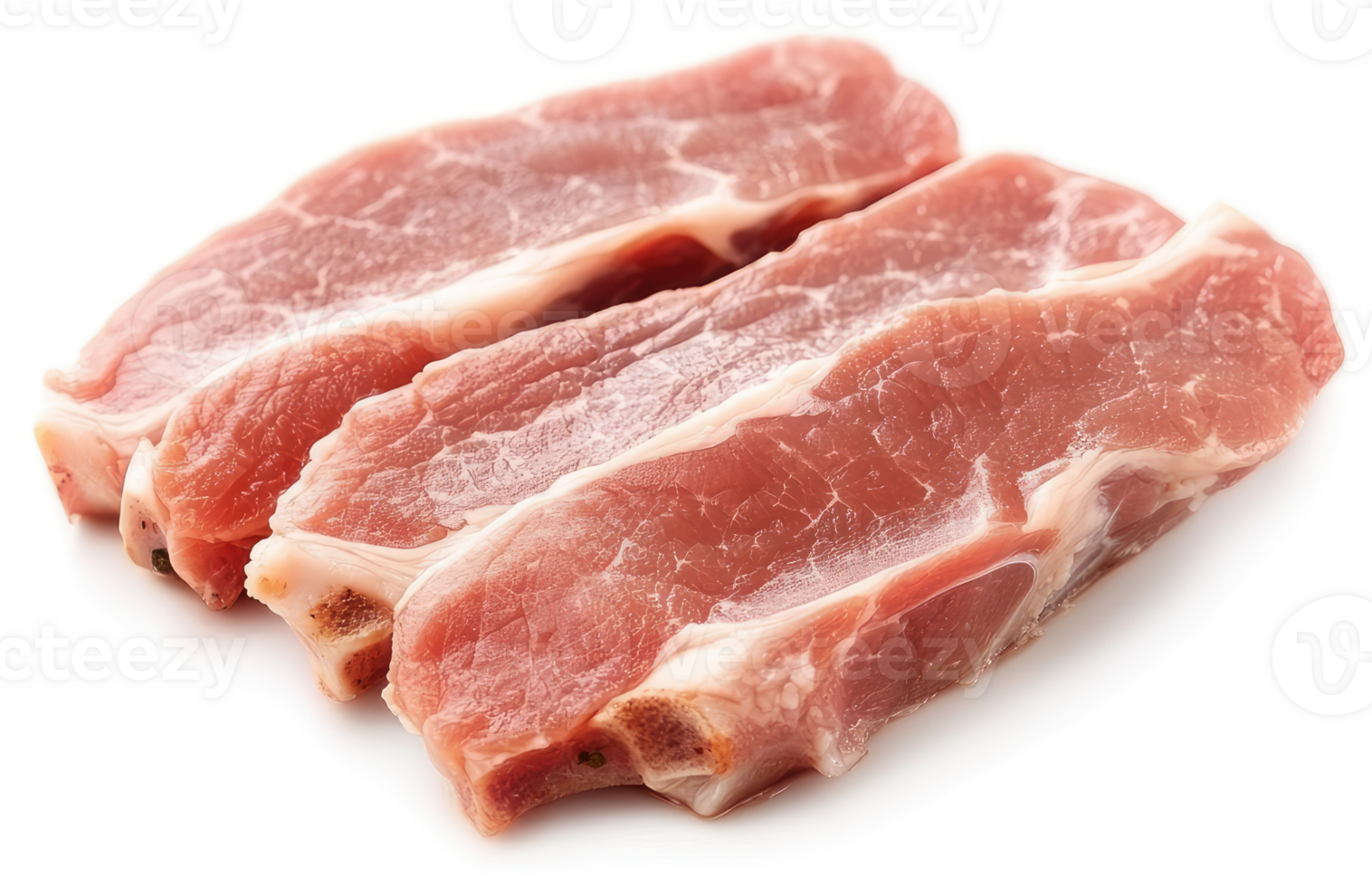 Fresh raw pork loin chops, ready for cooking. png