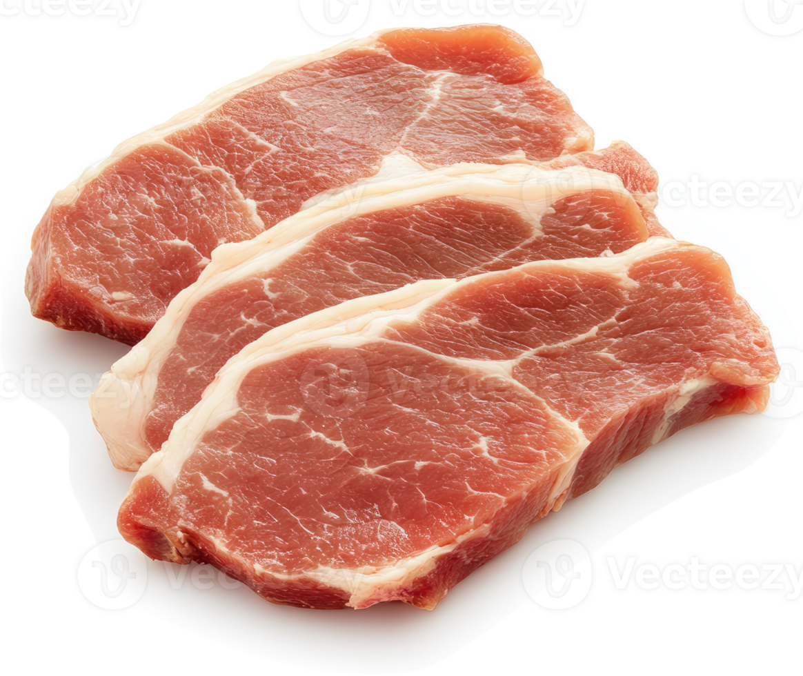 Three raw meat slices, likely lamb or beef, displayed against a white background. png