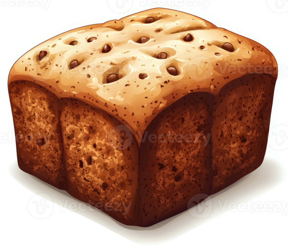 A delicious loaf of chocolate chip bread. png