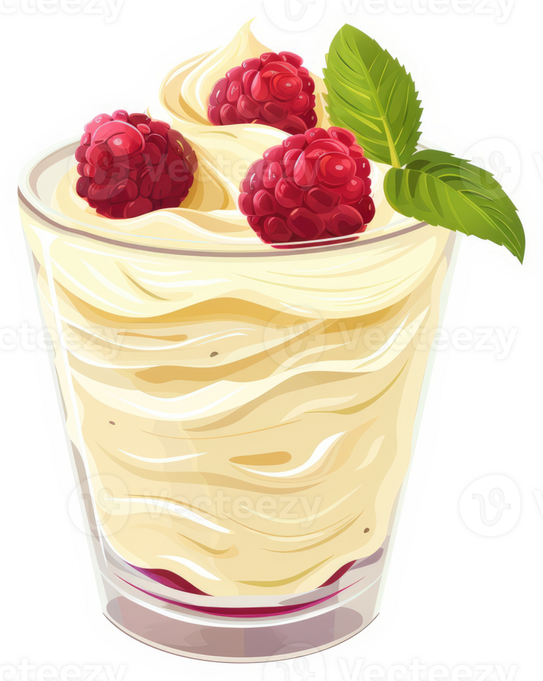 A delicious glass of raspberry whipped cream dessert. png
