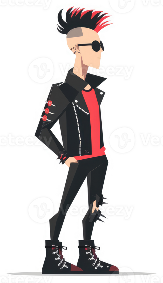 A stylized illustration of a punk rocker. png