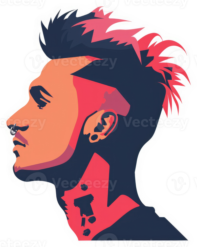 A vibrant profile portrait of a stylized male figure. png