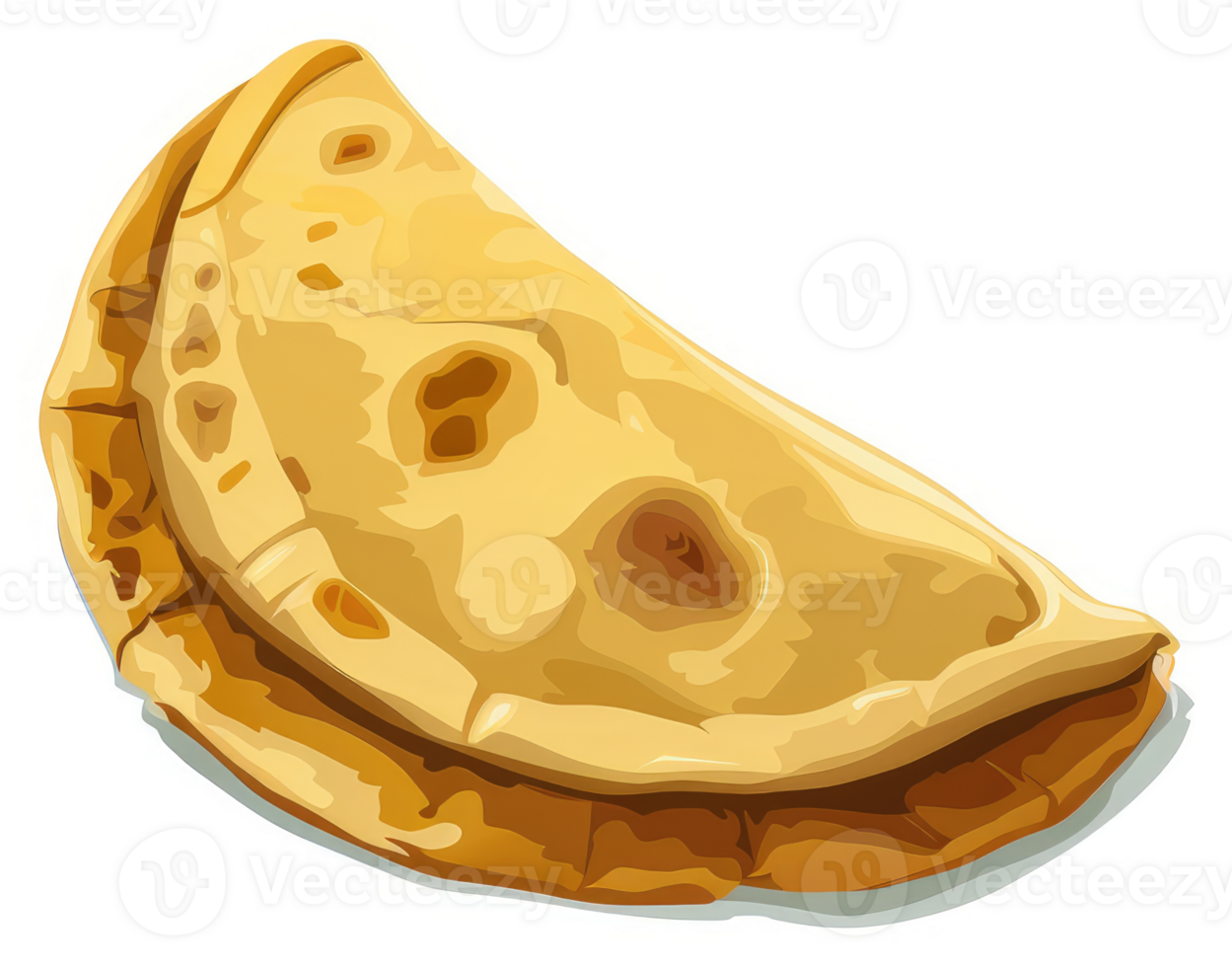 A golden, crispy, half-moon-shaped flatbread. png