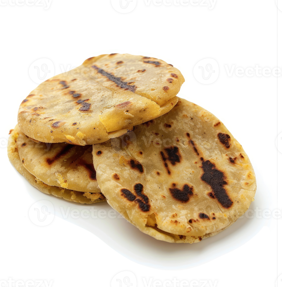 Stack of golden-brown, grilled, stuffed flatbreads. png