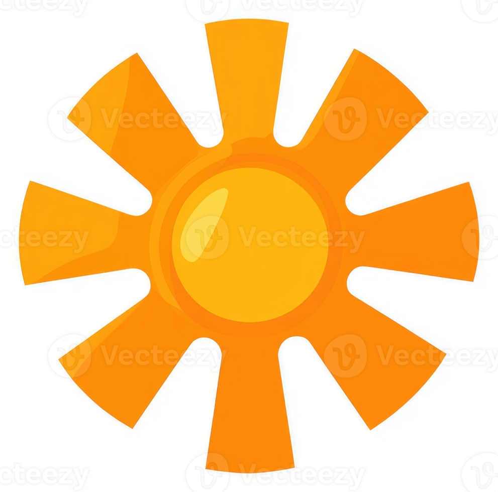 A vibrant cartoon depiction of a radiating sun. png