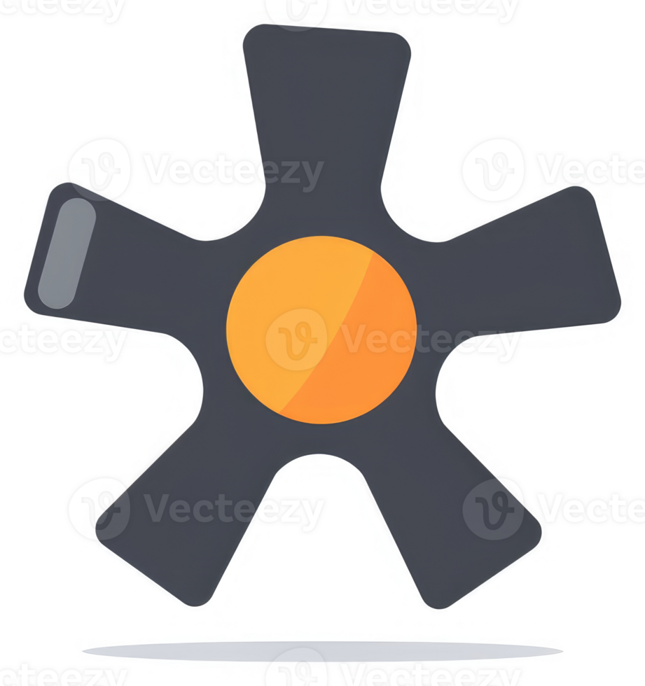 A stylized, five-pointed graphic with a central orange circle. png