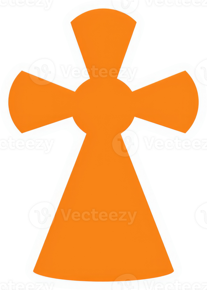 An orange symbolic cross with a conical shape. png