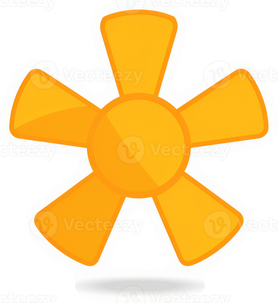 A stylized, five-bladed fan icon in bright orange. png