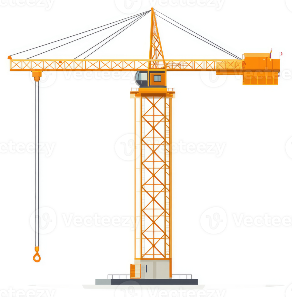 A sturdy orange construction crane stands tall. png