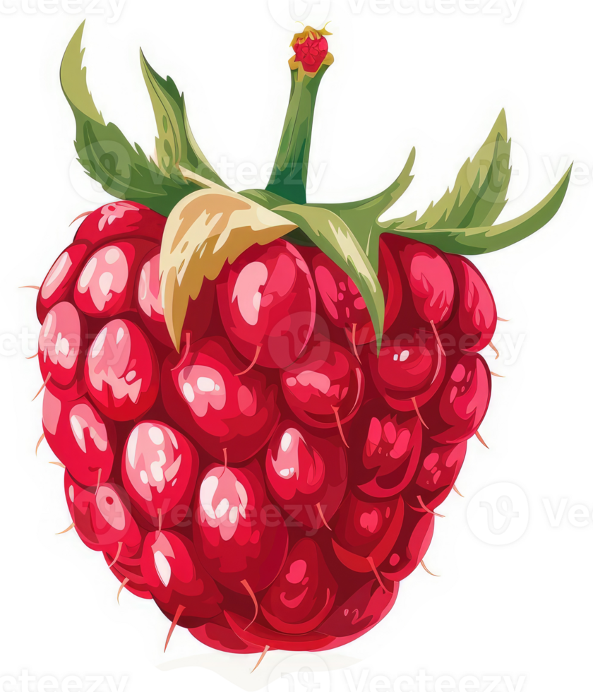 A vibrant illustration of a single, juicy raspberry. png