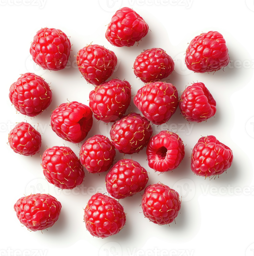 A cluster of fresh, vibrant raspberries. png