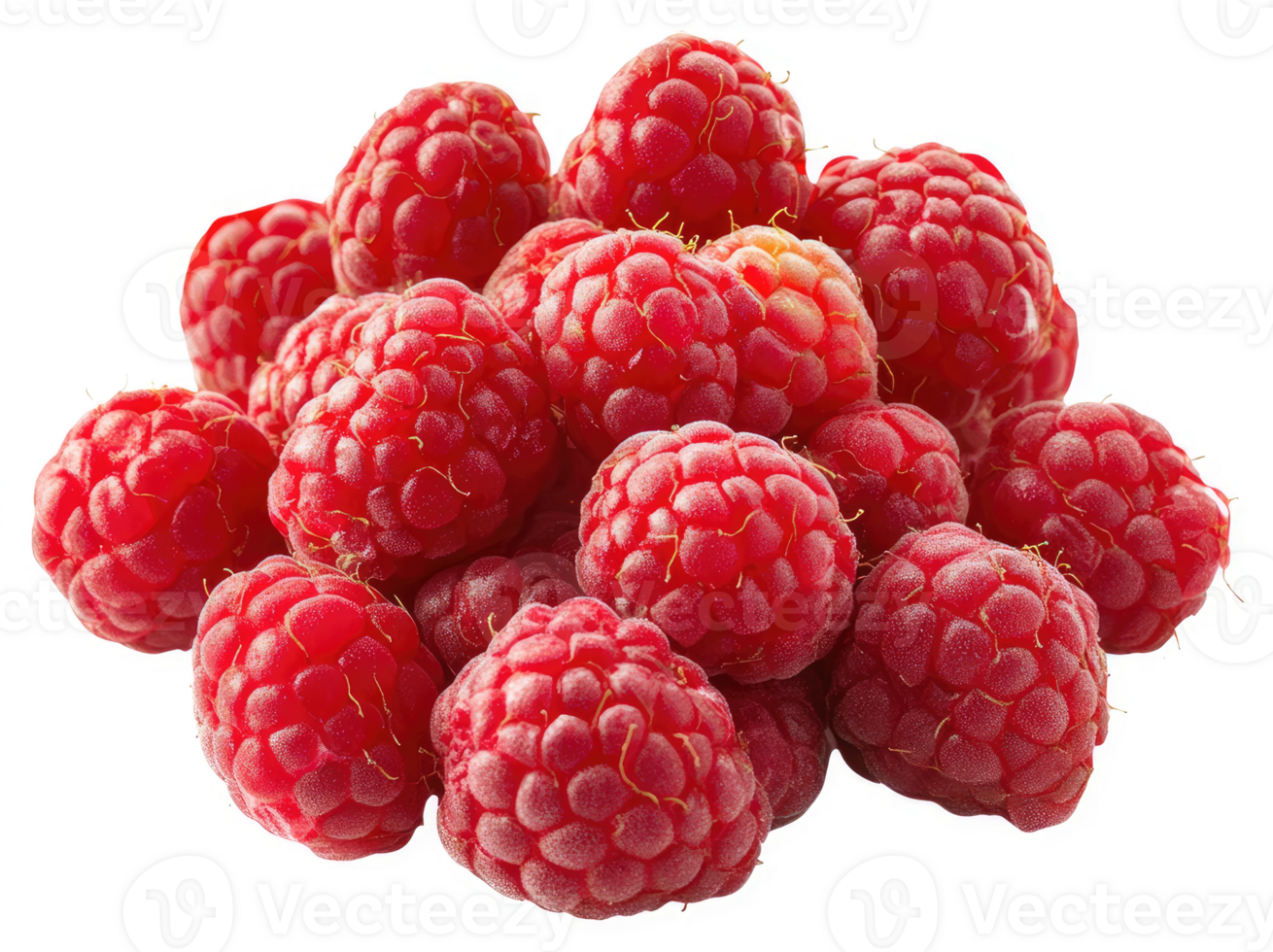 Close-up of a cluster of fresh raspberries. png