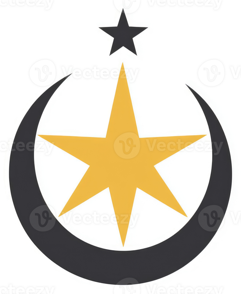A golden star and crescent moon, symbolic of guidance and hope. png