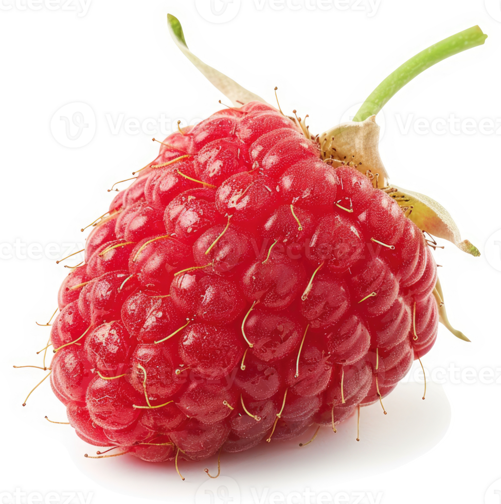 Close-up view of a single, fresh raspberry. png