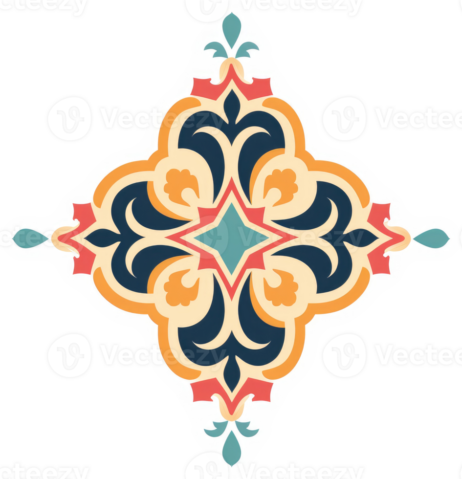 A vibrant, symmetrical, decorative corner tile design. png