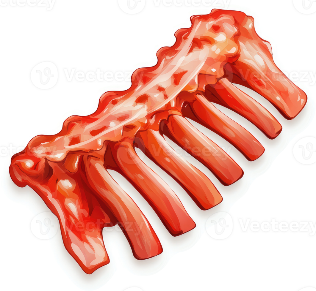 A delicious illustration of a rack of seasoned ribs. png