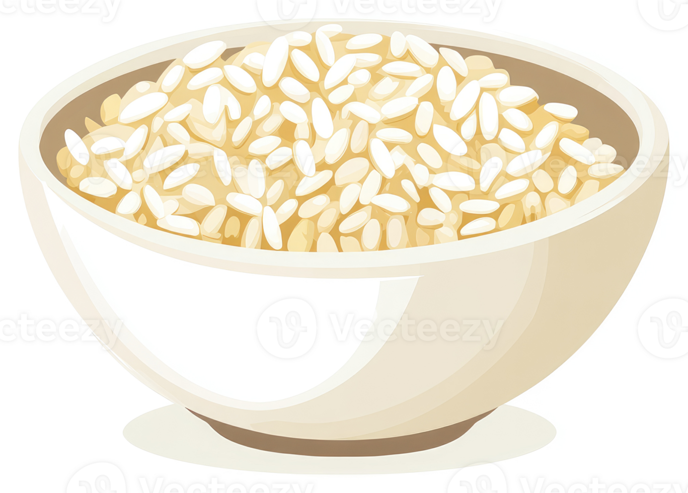 A bowl filled with uncooked white rice. png