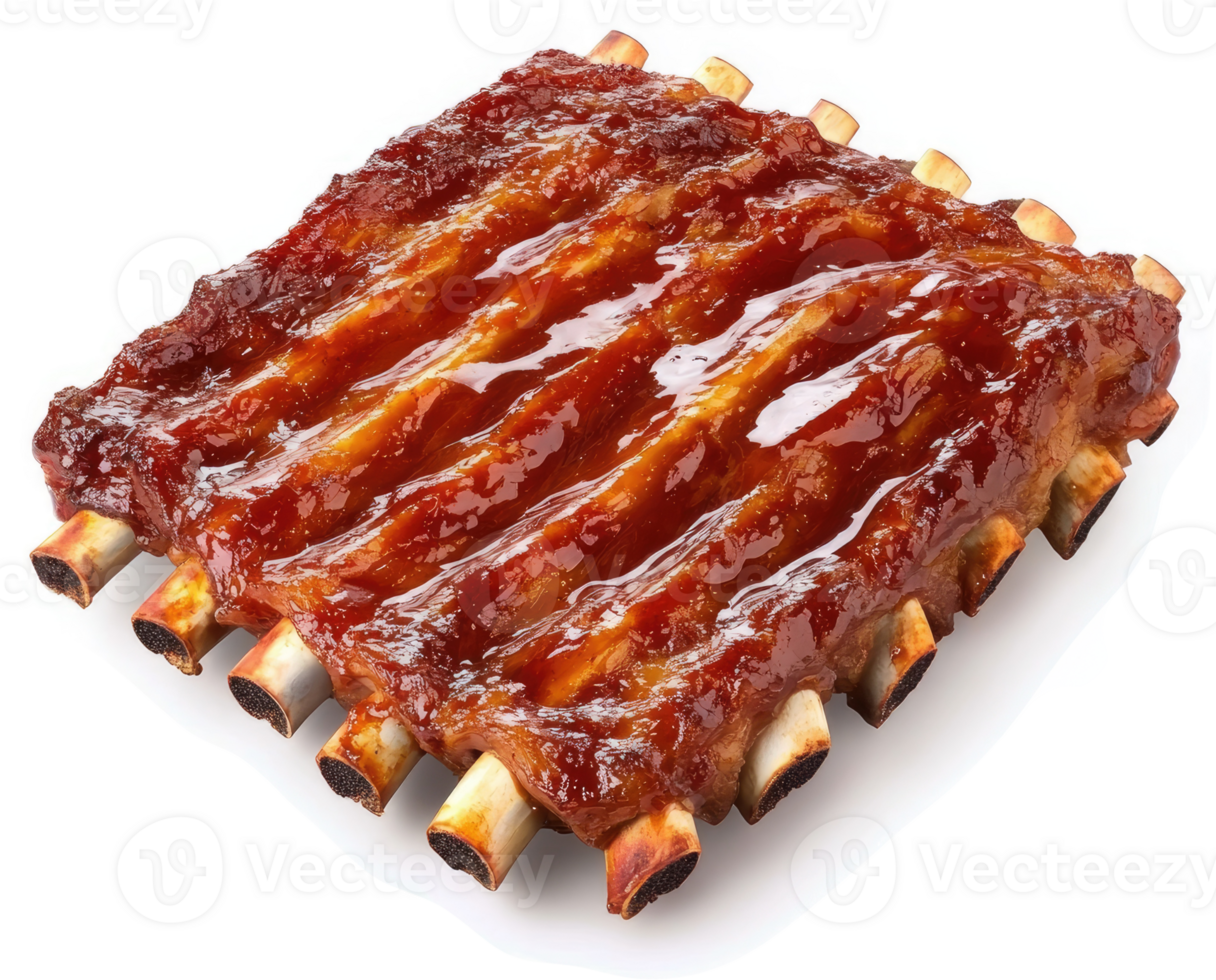 Deliciously glazed barbecue ribs, ready to be savored. png