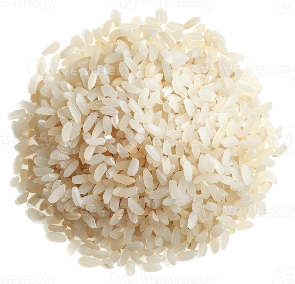 A close-up view of a pile of uncooked white rice. png