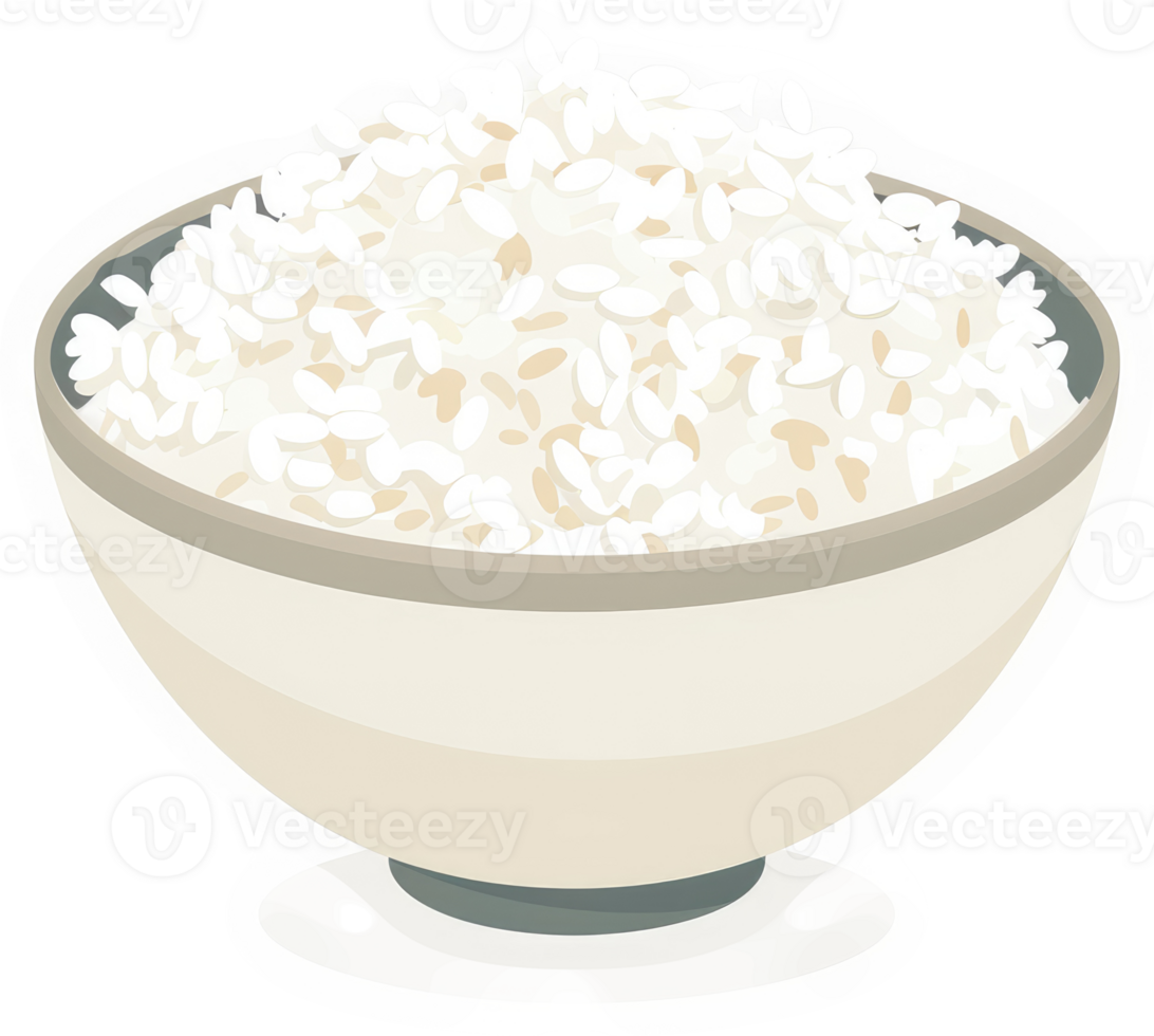 A bowl of cooked white rice. png