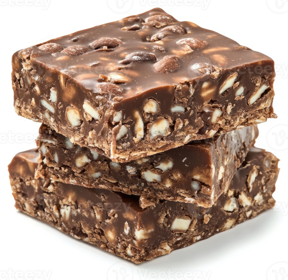 A stack of rich, chocolatey, nutty squares. png