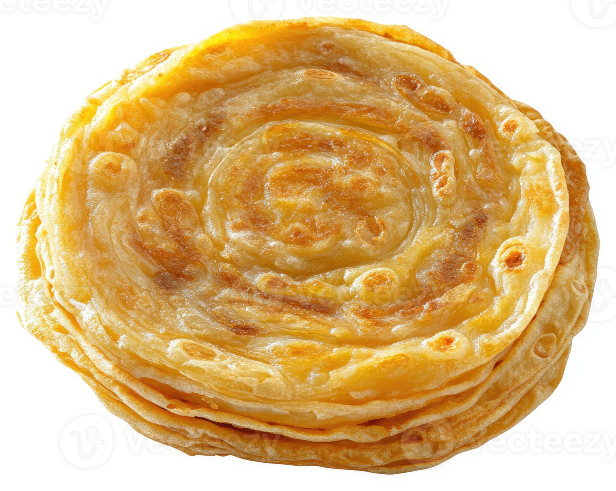 Stack of golden brown layered roti. png