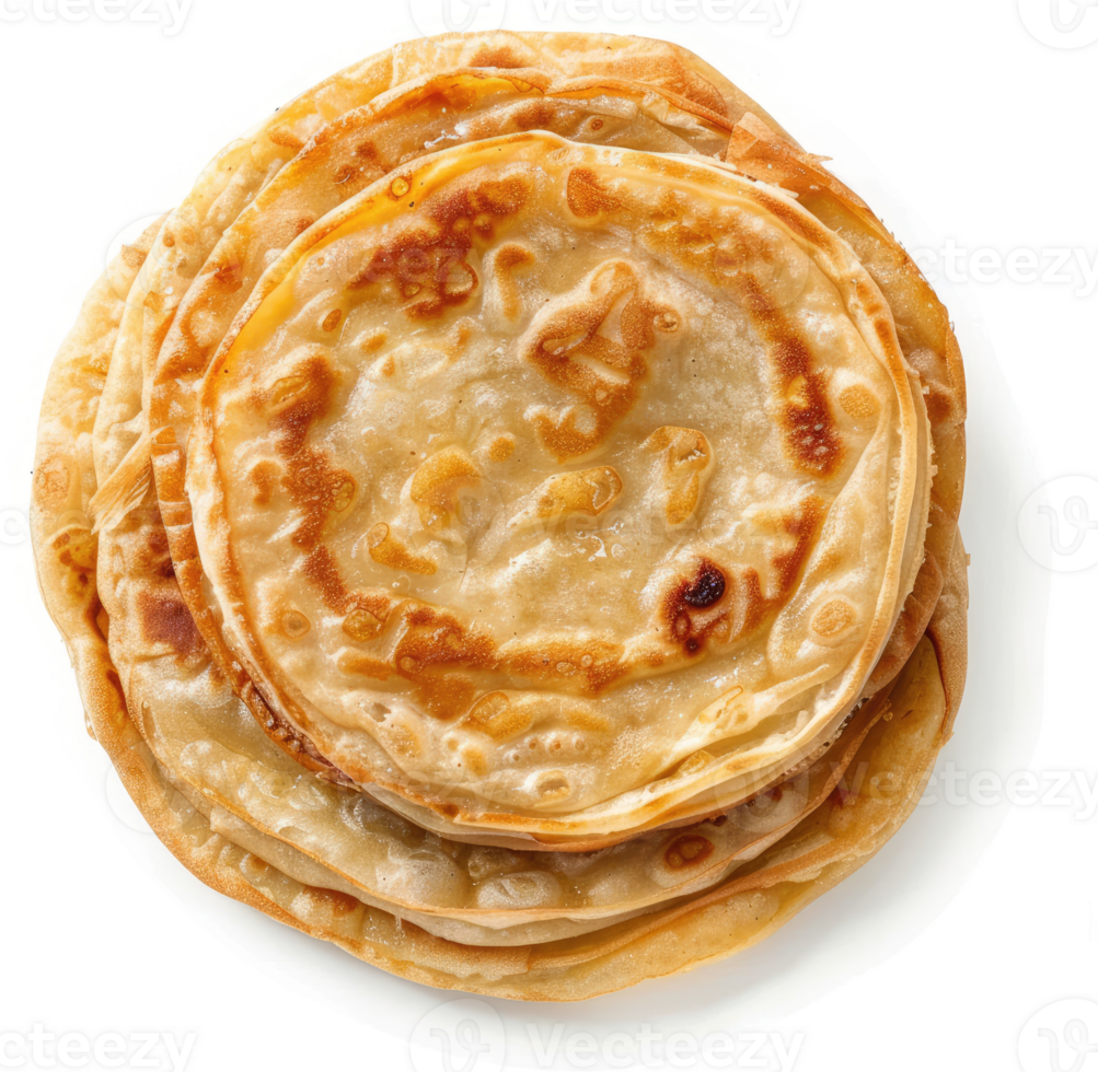 A stack of golden-brown, round, flatbreads. png