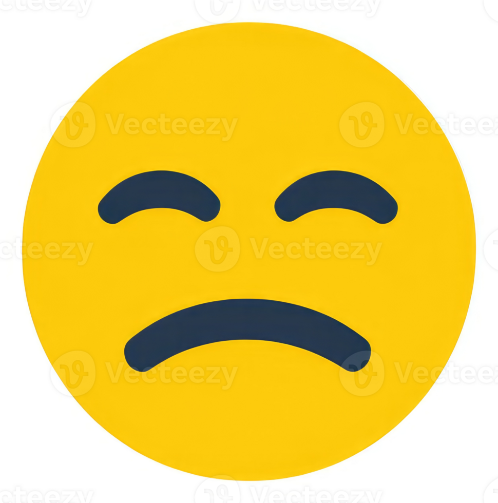 A despondent emoticon expressing sadness. png