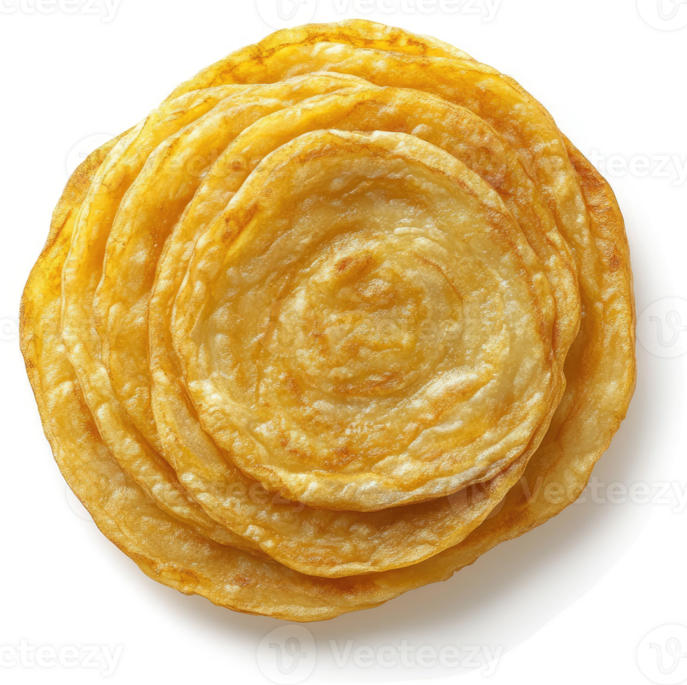 A stack of golden-brown, circular, layered flatbreads. png