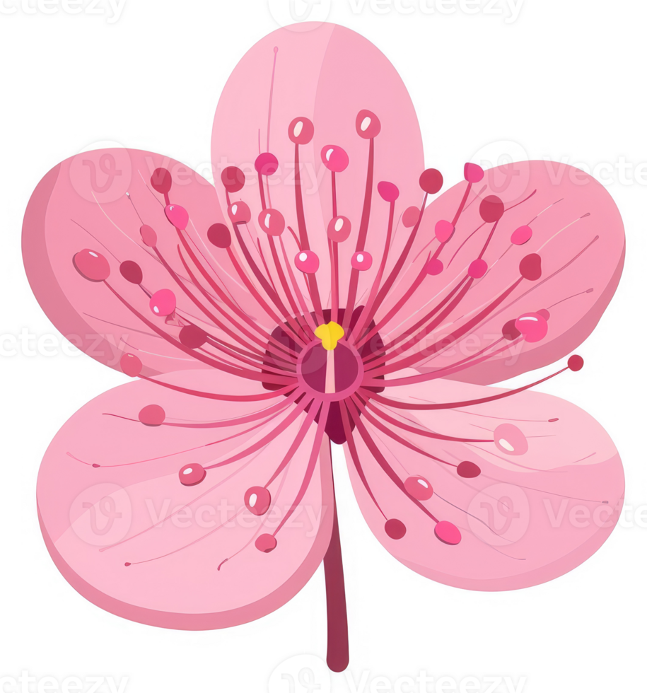 A vibrant pink flower with delicate petals and intricate details. png