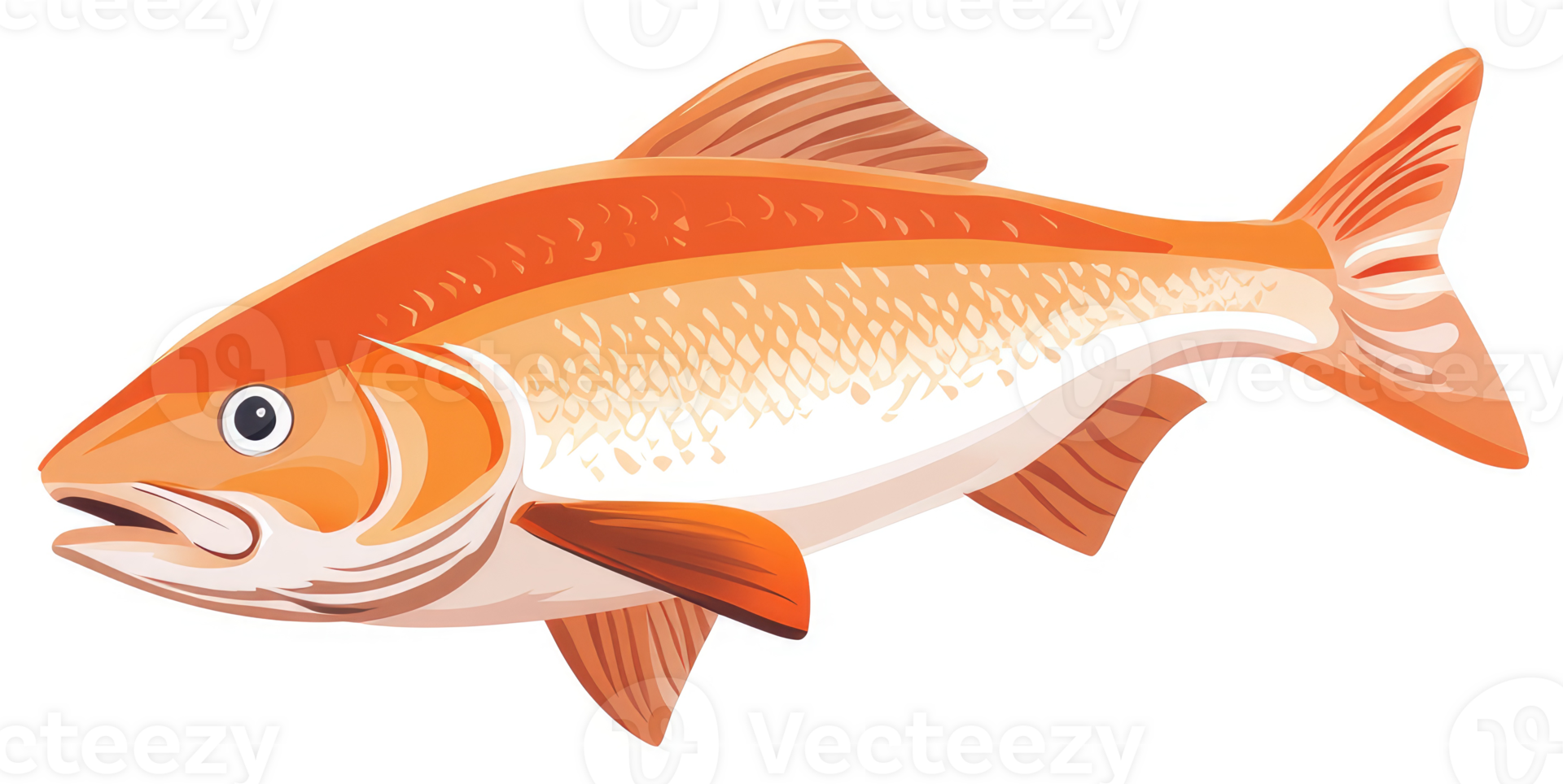 A vibrant illustration of an orange fish. png