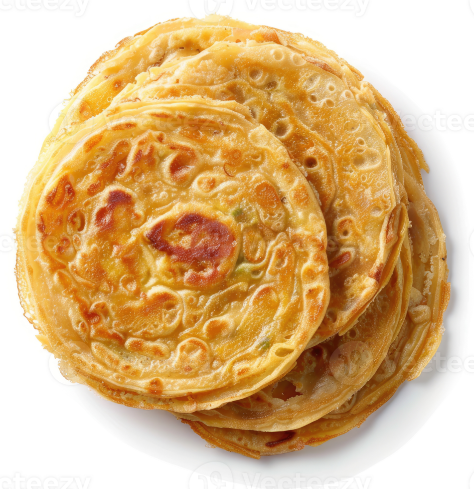 Golden, layered indian flatbreads, likely a type of paratha. png
