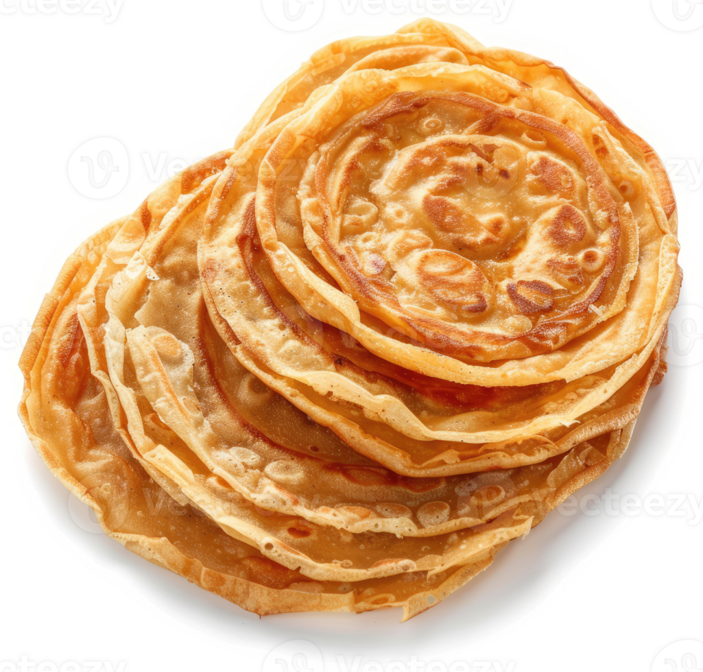 Stack of golden brown, thin flatbreads. png