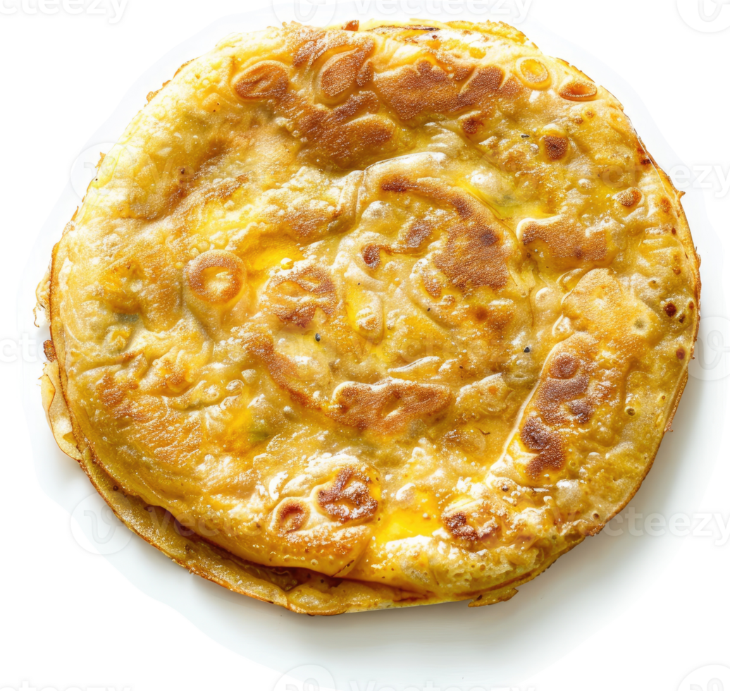 Golden, crispy, round Indian pancake on a plate. png