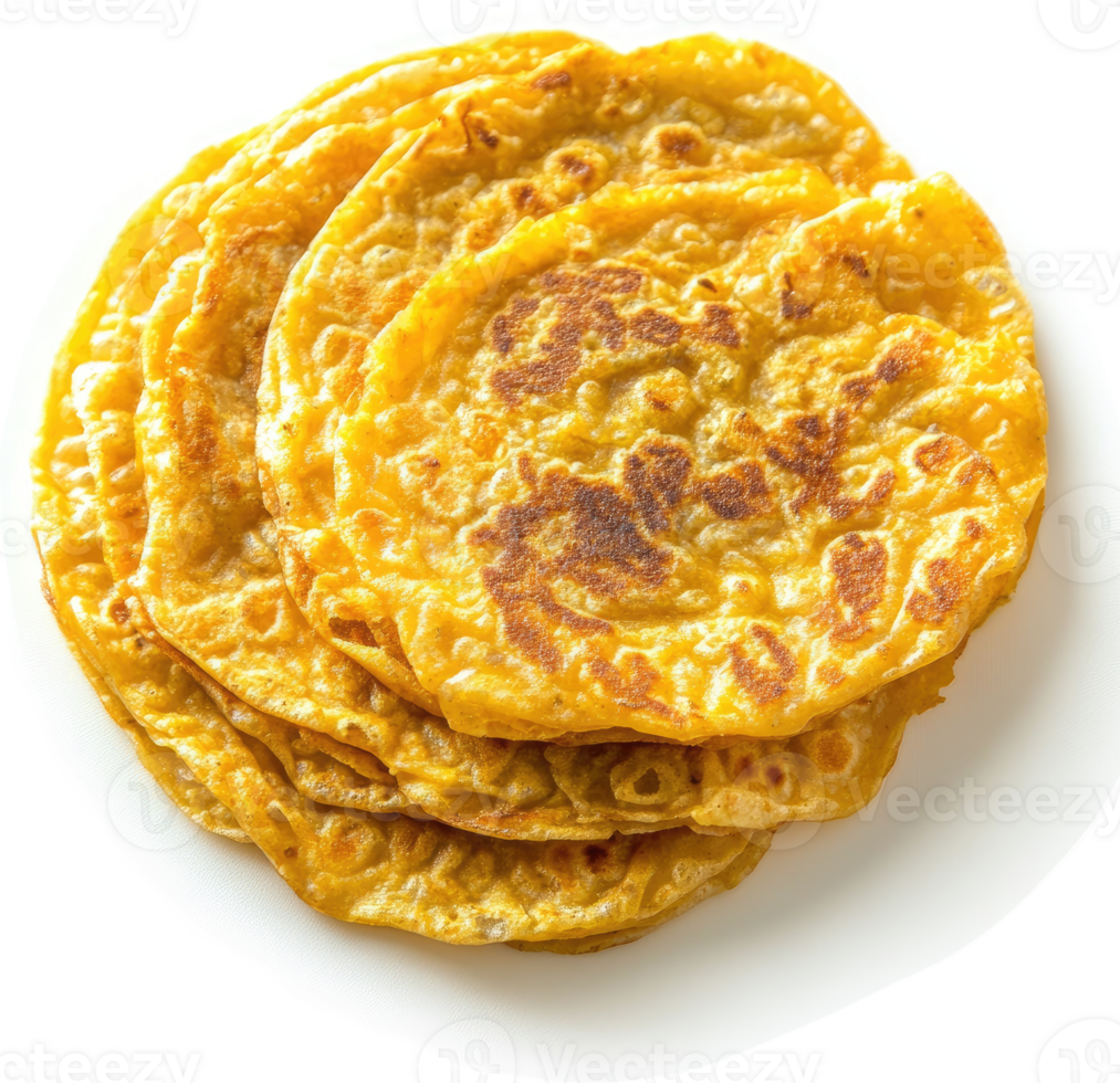 A stack of golden, crispy flatbreads. png