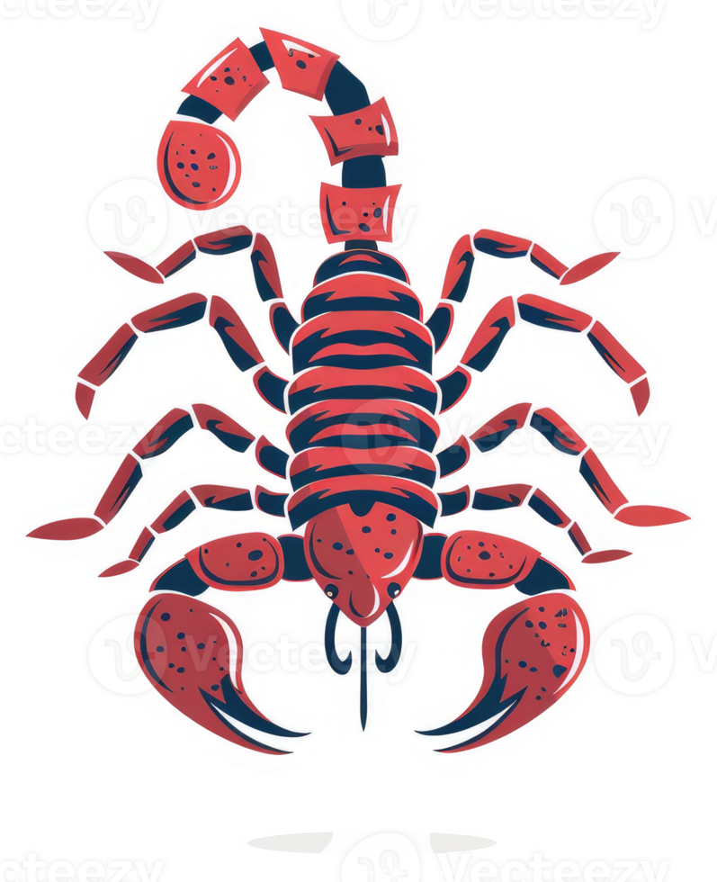 A vibrant illustration of a stylized scorpion. png